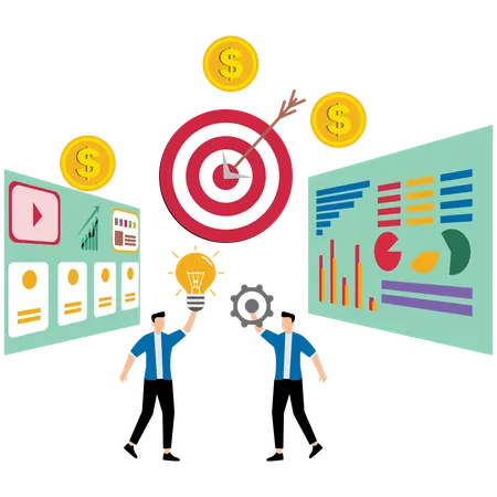 Male Business team working together for goal achievement  Illustration