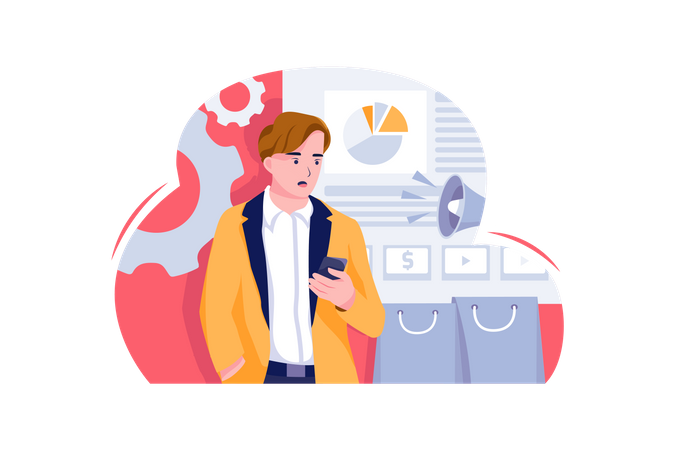 Male businessman about business marketing  Illustration