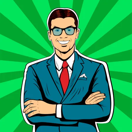 Male businessman pop art retro vintage style  Illustration