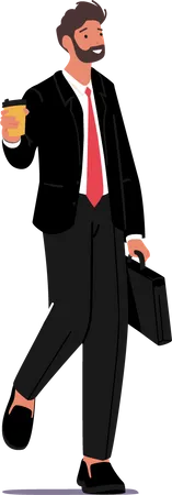 Male businessman wearing suit and having coffee Illustration