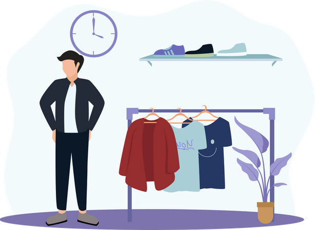 Male buying clothes  Illustration