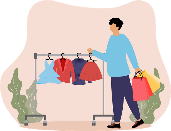Male buying clothing  Illustration