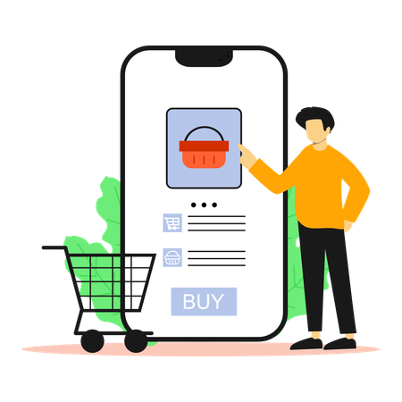Male Buying Product on Mobile Shopping App  Illustration