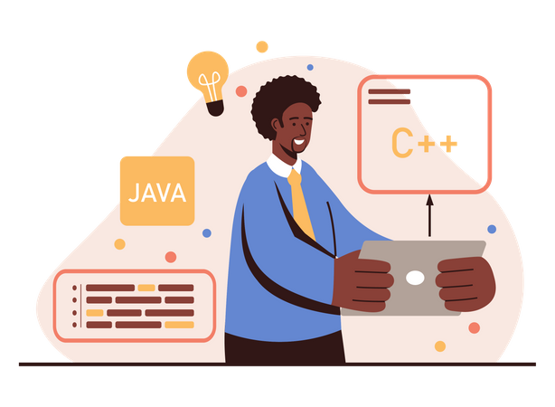 Male C plus java developer  Illustration