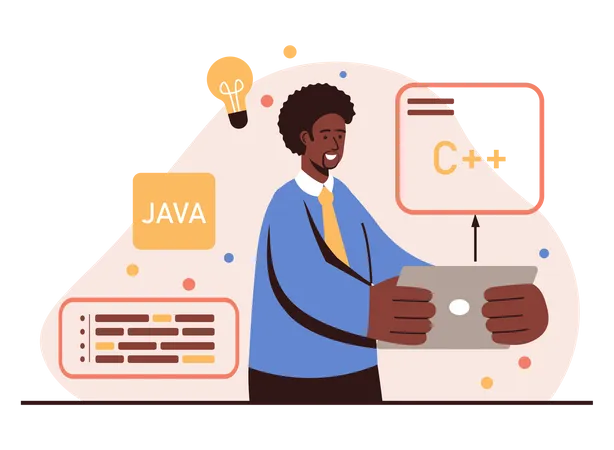 Male C plus java developer  Illustration