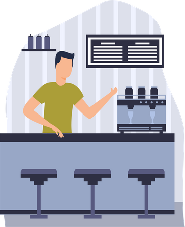 Male cafe owner  Illustration