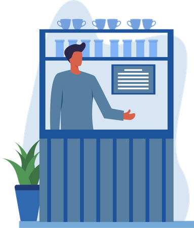 Male cafe owner  Illustration