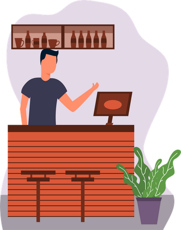 Male cafe owner  Illustration