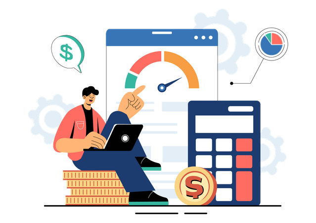 Male Calculate Budget Report  Illustration