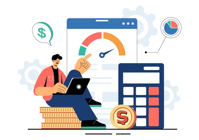 Male Calculate Budget Report  Illustration