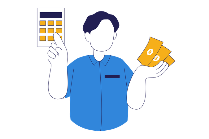 Male calculate sales  Illustration