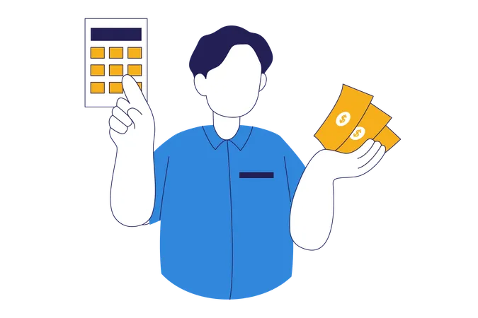 Male calculate sales  Illustration