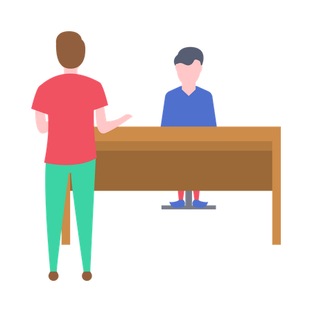 Male candidate giving job interview Illustration