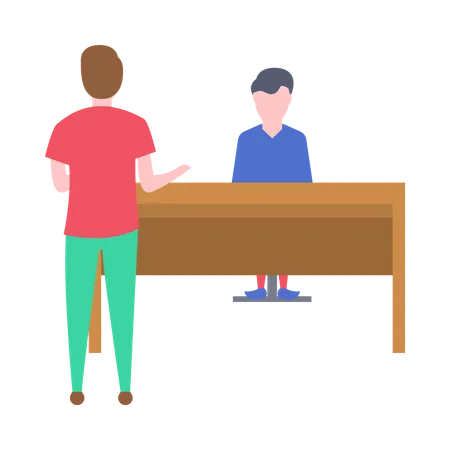 Male candidate giving job interview Illustration