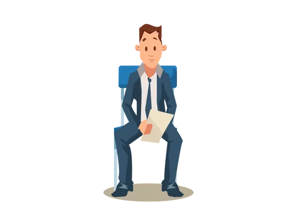 Male Candidate holding resume for job interview Illustration