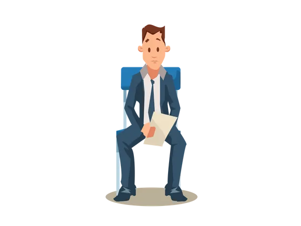 Male Candidate holding resume for job interview  Illustration