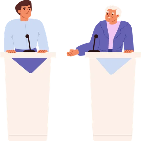 Male candidates at political debates Illustration