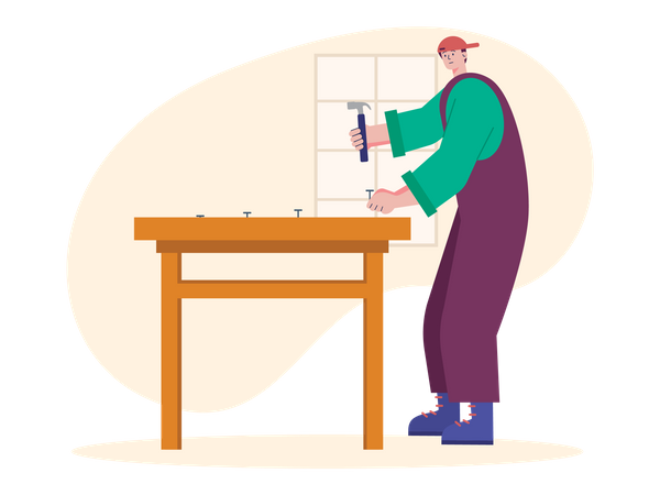 Male carpenter at work  Illustration