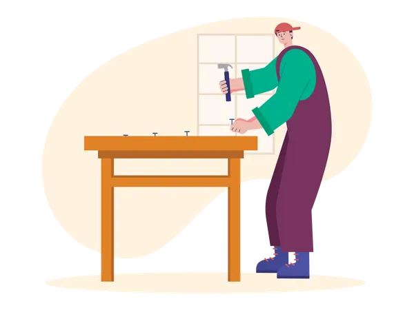 Male carpenter at work  Illustration