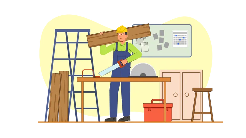 Male Carpenter working  Illustration