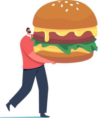 Male Carry Burger  Illustration