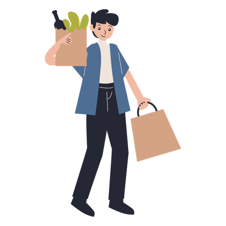 Male carrying shopping  Illustration