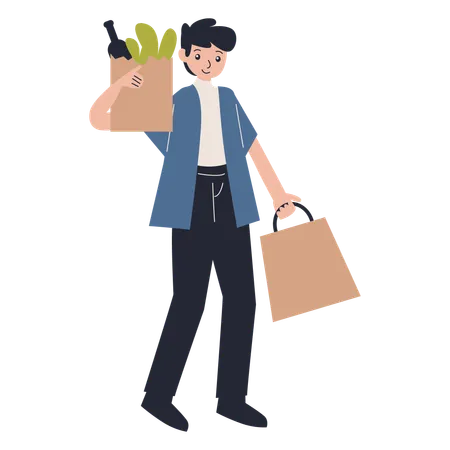 Male carrying shopping  Illustration