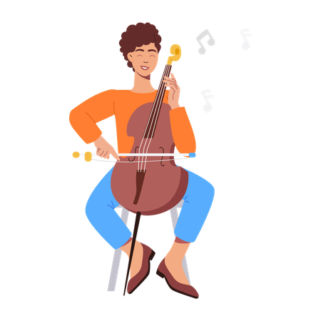 Male Cello Player  Illustration