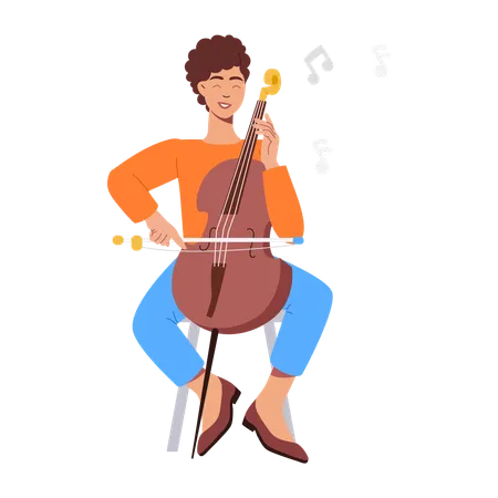 Male Cello Player  Illustration