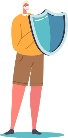 Male character holding shield  Illustration