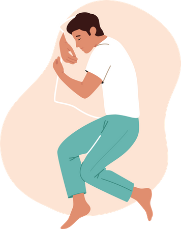 Male Character Sleeping in Relaxed Pose  Illustration