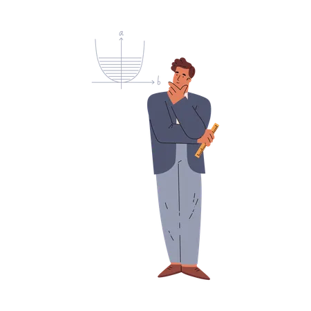 Male character thinking about hard mathematical problem  Illustration