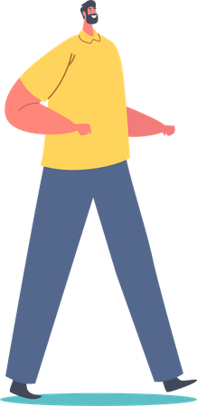 Male Character Wear Yellow T-shirt and Blue Pants Illustration