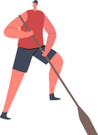 Male character with boat paddle Illustration