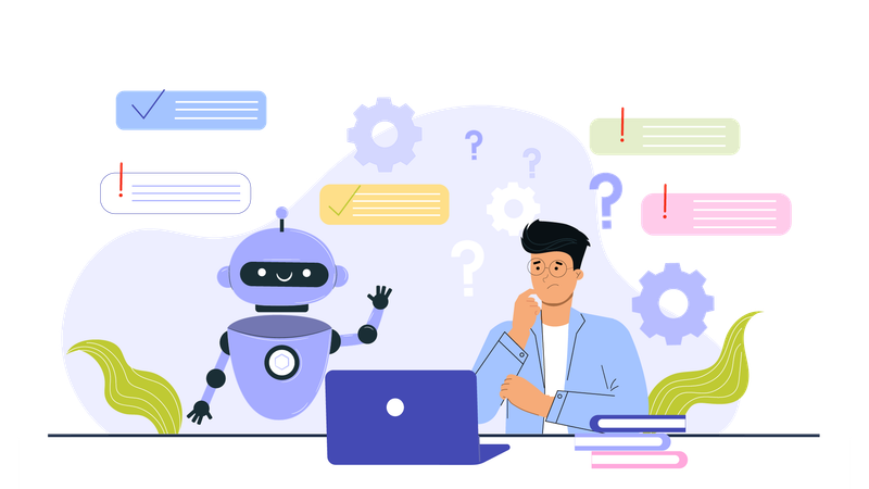 Male chat with chatbot  Illustration