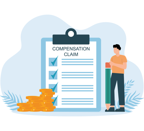 Male check compensation claim  Illustration