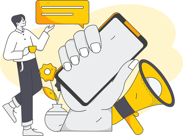 Male check notification on mobile  Illustration
