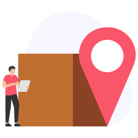 Male Check Parcel Location  Illustration