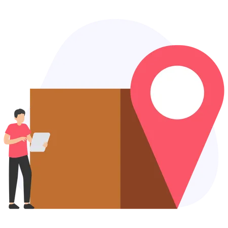 Male Check Parcel Location  Illustration