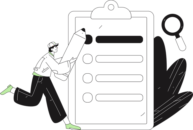 Male checking checklist  Illustration