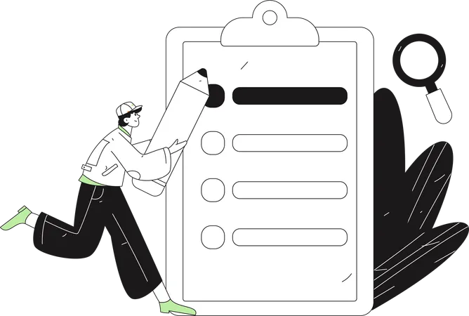Male checking checklist  Illustration
