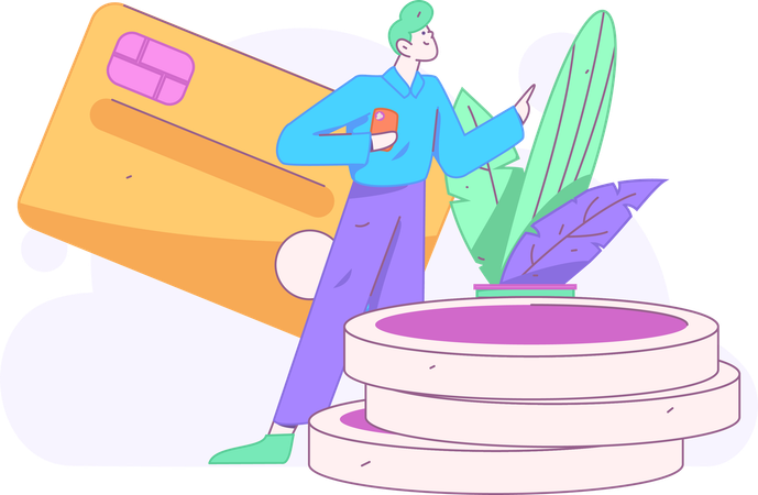 Male Checking Credit Score  Illustration