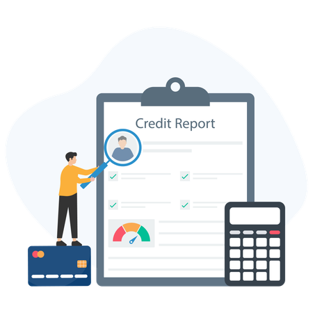 Male Checking Credit Statements  Illustration