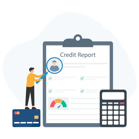 Male Checking Credit Statements  Illustration