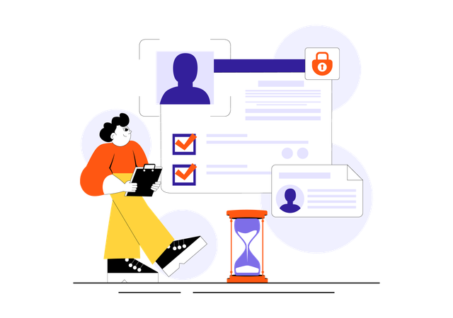 Male Checking Criminal Record  Illustration