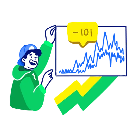 Male Checking Crypto Index  Illustration