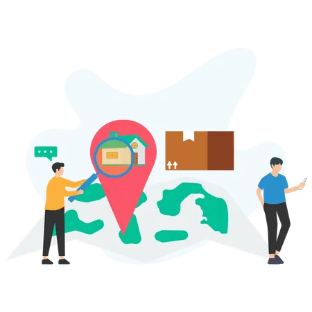 Male Checking Delivery location  Illustration