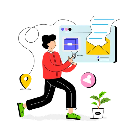 Male Checking Shipping Mail  Illustration