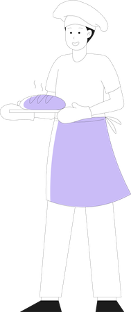 Male Chef bringing Pastry  Illustration