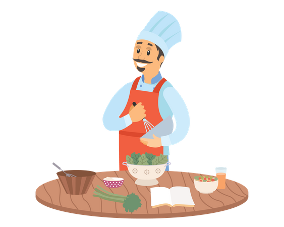Male Chef cooking Illustration